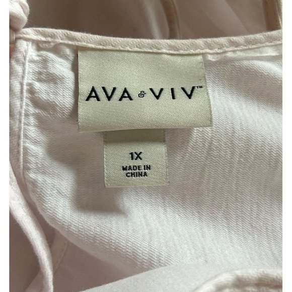 Ava & Viv White and Multi-Colored Sleeveless Dress Size 1X - Picture 6 of 8